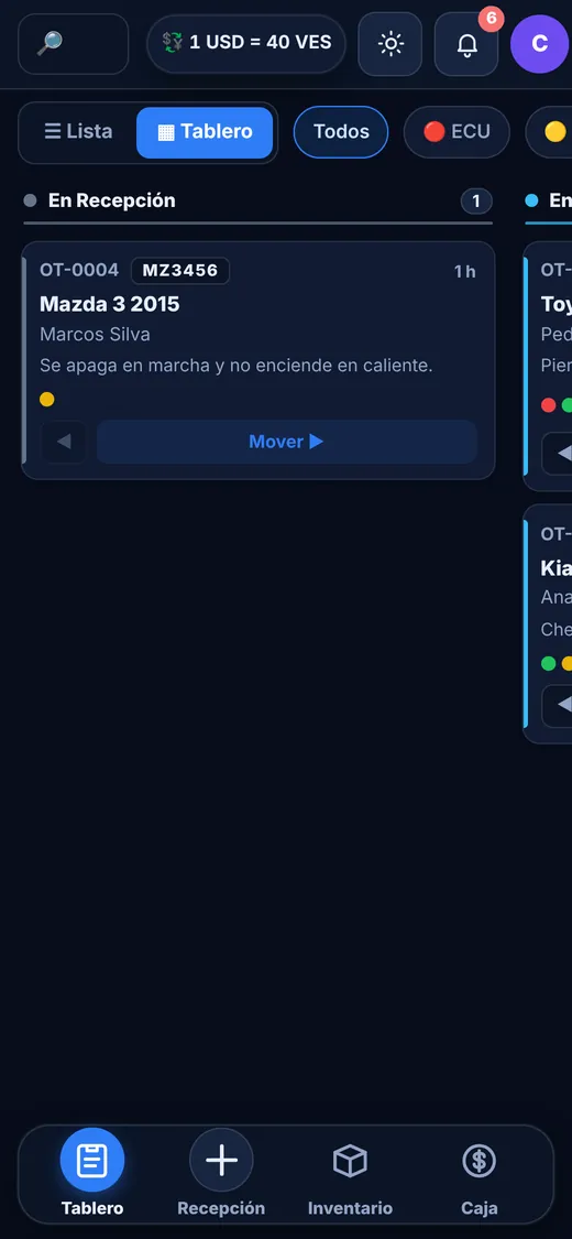 Tablero en el celular